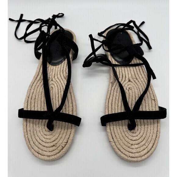Banana Republic Shoes - BANANA REPUBLIC Leather Espadrille Gladiator Flat Sandals Black SIZE 7.5